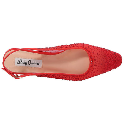 Lady Couture Kara 0.75” Block Heel Flats in Red