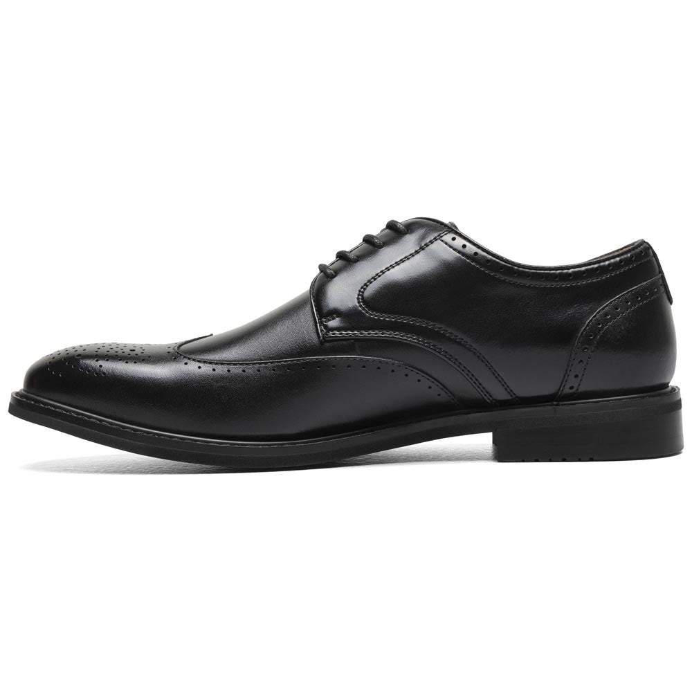 Stacy Adams Men’s Smooth Leather Wing Tip Black Oxfords Bennett