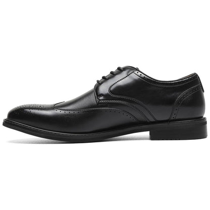 Stacy Adams Men’s Smooth Leather Wing Tip Black Oxfords Bennett