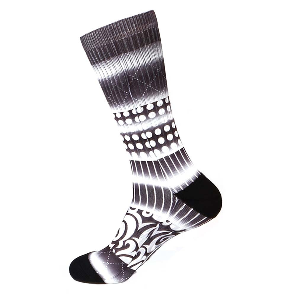 Steven Land Printed Pattern Black Multi Cotton Nylon Spandex Men's Socks