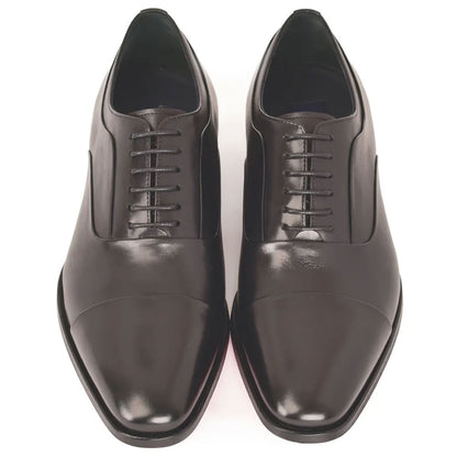 Corrente Men’s Black Leather Cap Toe Lace-Up Loafer