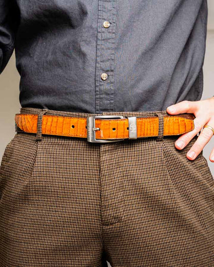 Marco Di Milano Men’s Caiman Back & Belly Leather Belt Luciano