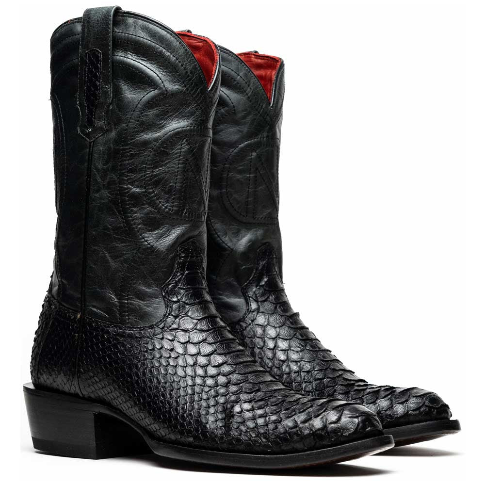 Kansas Genuine Python Skin Black Cowboy Boot | Marco Di Milano Western Boots