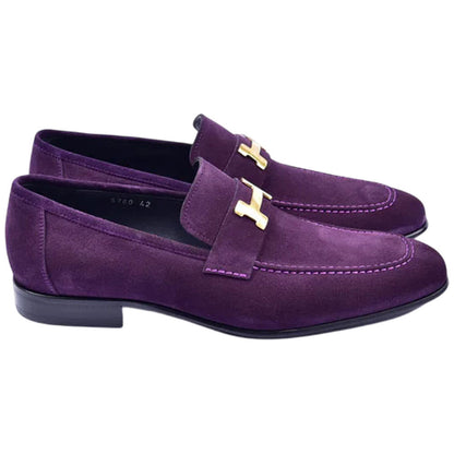 Corrente Purple Suede Loafers for Men