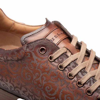 Mezlan Men's Portico Embossed Leather Sneaker in Cognac