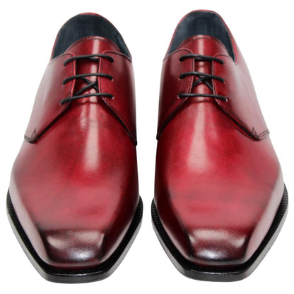 DUCA Sermoneta Antique Red Men's Italian Calf Leather Derby Dress Shoes