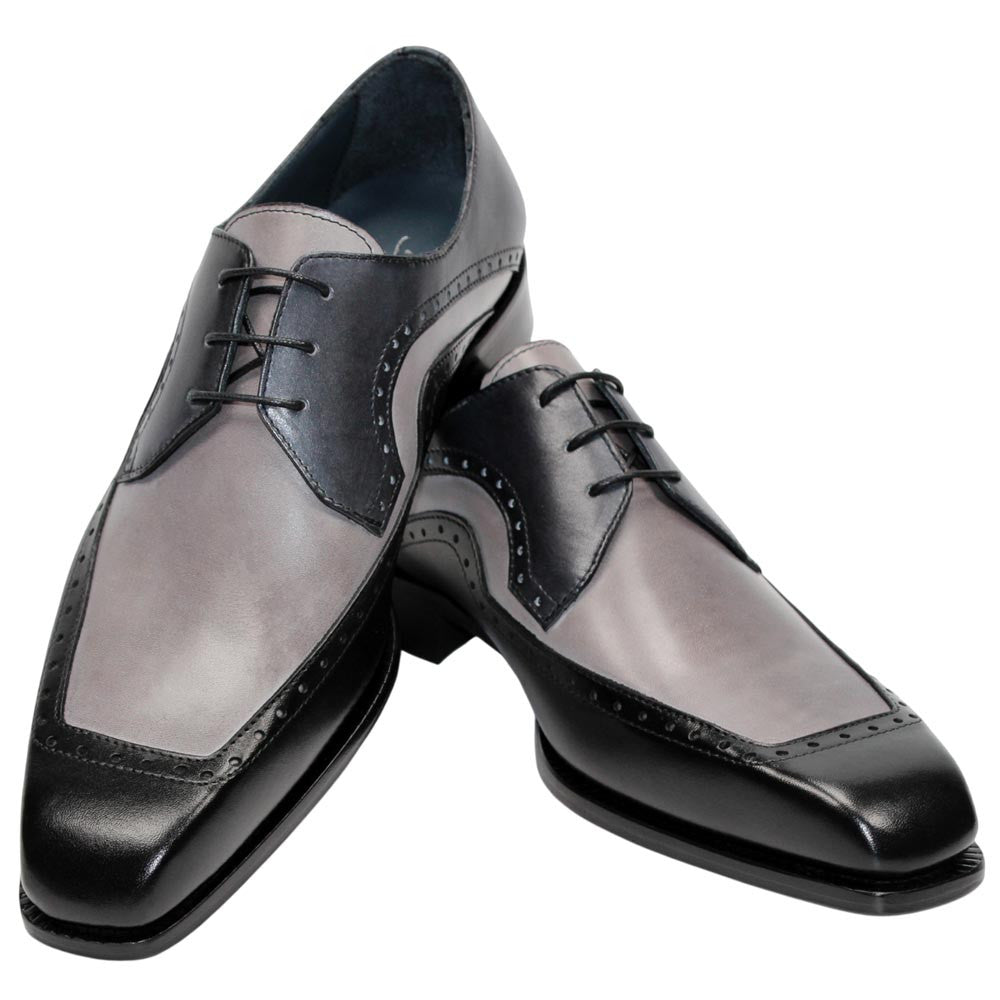 DUCA Velletri Black Men's Combo Italian Leather Spectator Derby Shoes