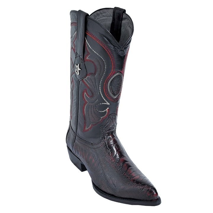 Los Altos Black Cherry J - Toe Genuine Ostrich Leg - shoeclassix.com