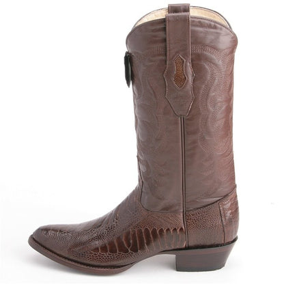 Los Altos Brown Boots Genuine Ostrich Skin - shoeclassix.com