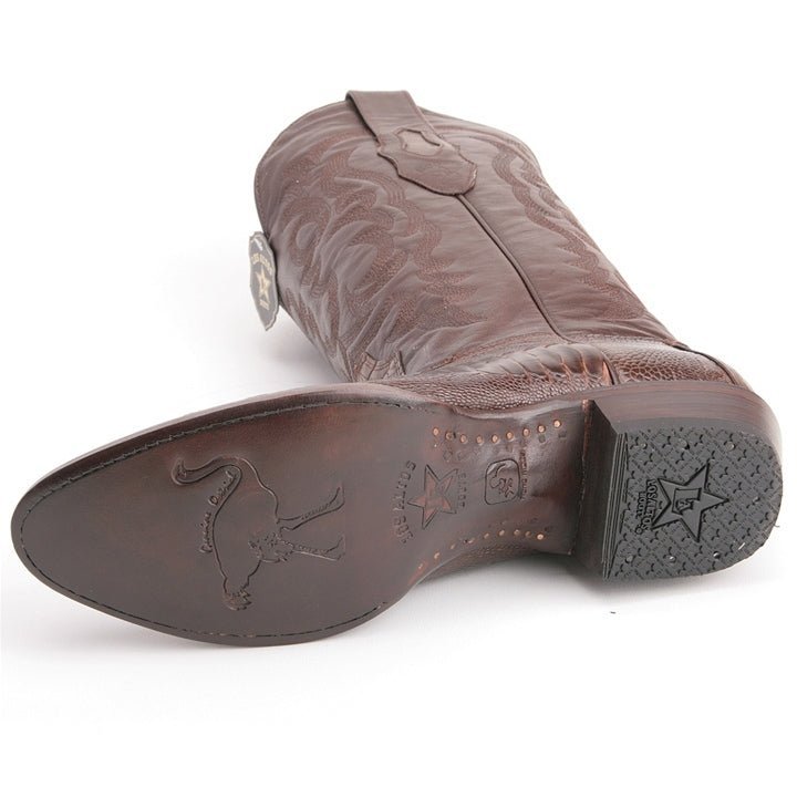 Los Altos Brown Boots Genuine Ostrich Skin - shoeclassix.com