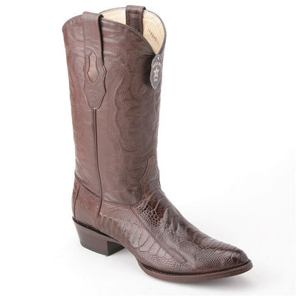 Los Altos Brown Boots Genuine Ostrich Skin - shoeclassix.com