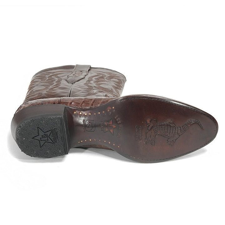 Los Altos Brown Boots Natural Crocodile Skin - shoeclassix.com