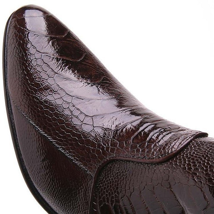 Los Altos Brown Genuine Ostrich Paw Dress Boot - shoeclassix.com