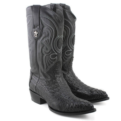 Los Altos Men's Black Genuine Caiman Hornback Boots - shoeclassix.com
