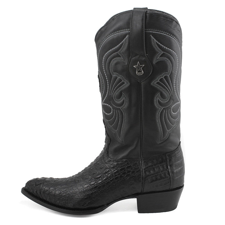 Los Altos Men's Black Genuine Caiman Hornback Boots - shoeclassix.com