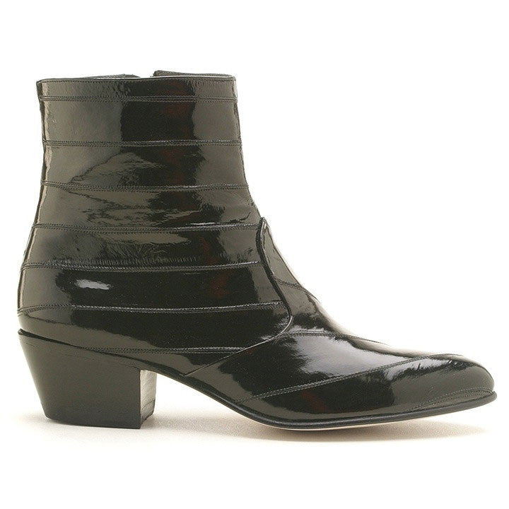 Los Altos Men’s Black Genuine Eel Skin Leather Ankle Boots - shoeclassix.com