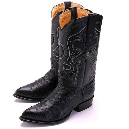 Los Altos Men's Black Genuine Full Quill Ostrich Boots - shoeclassix.com