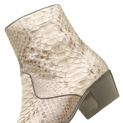 Los Altos Men’s Natural Genuine Python Snakeskin Leather Ankle Boots - shoeclassix.com