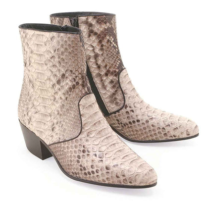 Los Altos Men’s Natural Genuine Python Snakeskin Leather Ankle Boots - shoeclassix.com