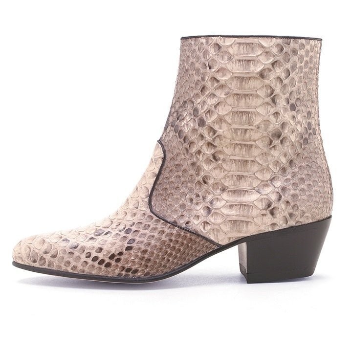 Los Altos Men’s Natural Genuine Python Snakeskin Leather Ankle Boots - shoeclassix.com