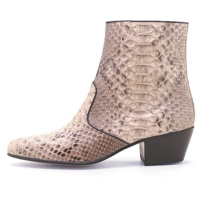 Los Altos Men’s Natural Genuine Python Snakeskin Leather Ankle Boots - shoeclassix.com
