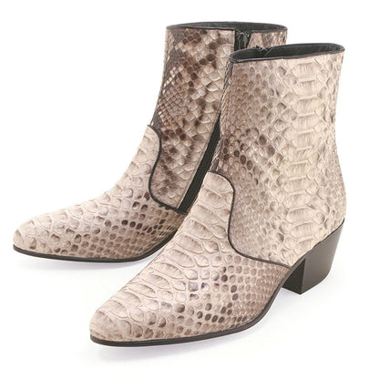 Los Altos Men’s Natural Genuine Python Snakeskin Leather Ankle Boots - shoeclassix.com