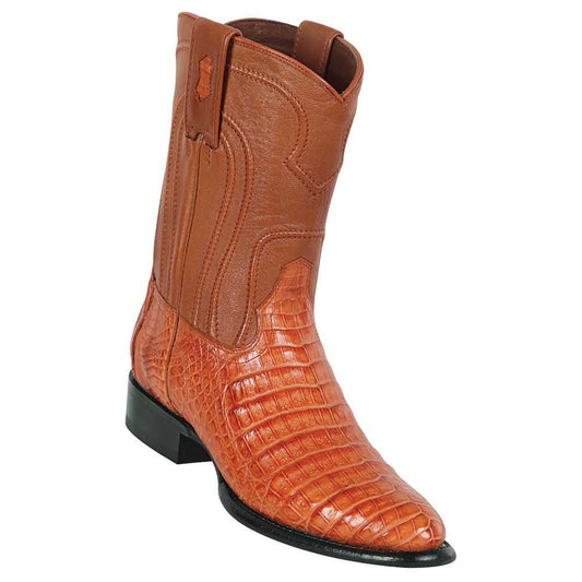 Los Altos Men's Original Caiman Belly Cognac Roper Toe Boots - shoeclassix.com