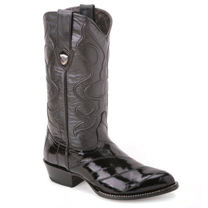 Wild West Black Genuine Eel Skin Boots - shoeclassix.com