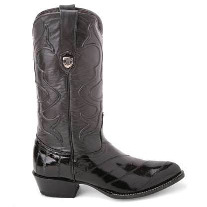 Wild West Black Genuine Eel Skin Boots - shoeclassix.com