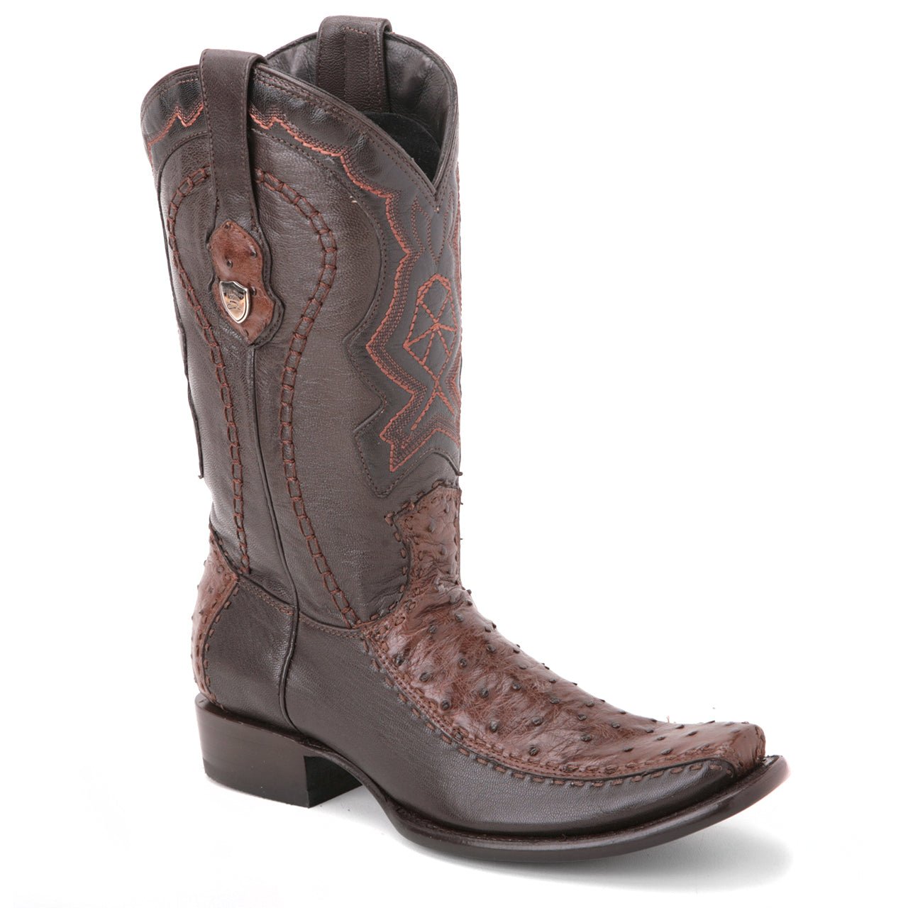 Wild West Brown Textured Genuine Ostrich & Leather Boots - shoeclassix.com