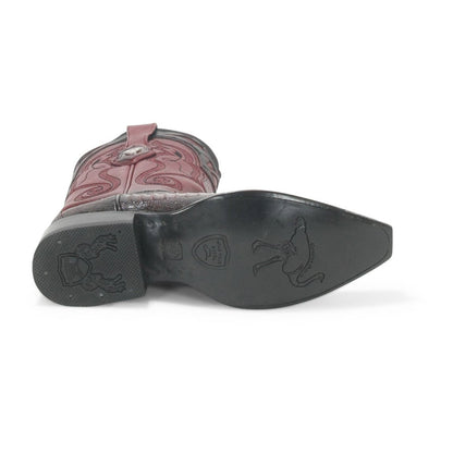 Wild West Burgundy Ostrich Leg Snip Toe Boots - shoeclassix.com