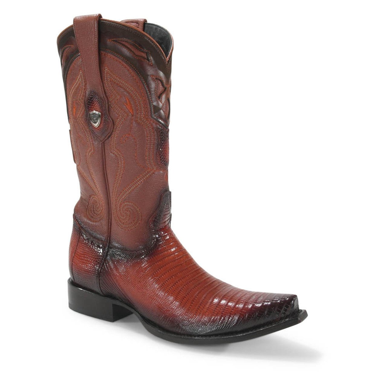 Wild West Cognac Teju Lizard Snip Toe Boots - shoeclassix.com