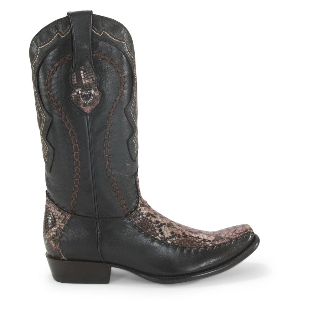 Wild West Rustic Brown Python & Deer Dubai Toe Boots - shoeclassix.com