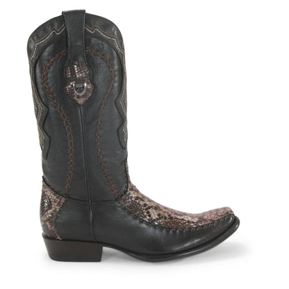 Wild West Rustic Brown Python & Deer Dubai Toe Boots - shoeclassix.com