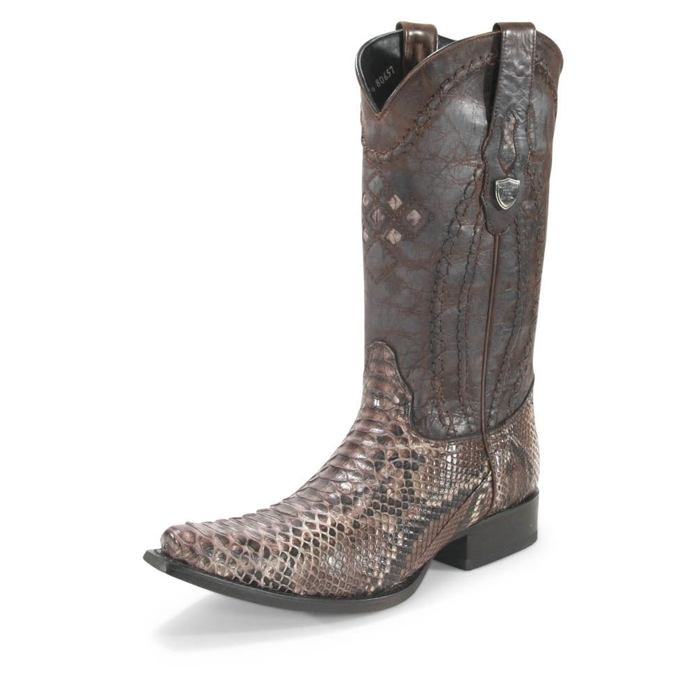 Wild West Rustic Brown Python Snip Toe Boots - shoeclassix.com