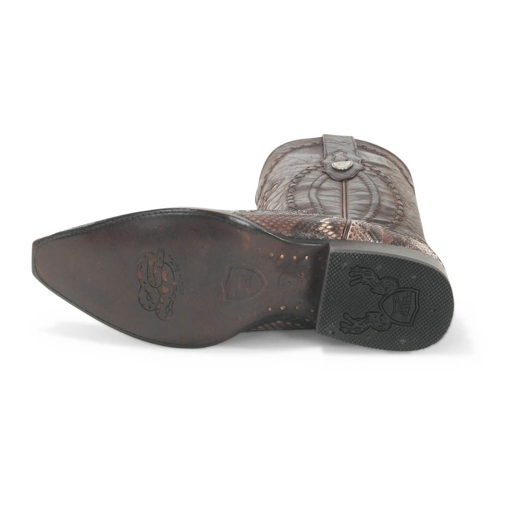 Wild West Rustic Brown Python Snip Toe Boots - shoeclassix.com