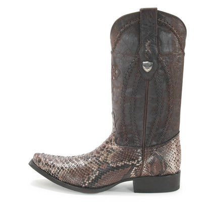 Wild West Rustic Brown Python Snip Toe Boots - shoeclassix.com