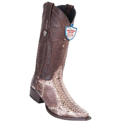 Wild West Rustic Brown Python Snip Toe Boots - shoeclassix.com
