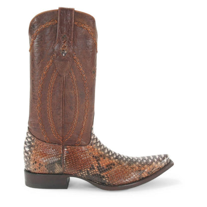 Wild West Rustic Cognac Python Snip Toe Boots - shoeclassix.com
